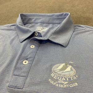 Straight Down Polo Shirt Mens 2XL Blue Stripe Regatta Bay Golf Performance